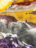 Then the Storm Came — fine art canvas print by Dee Hogg, featuring powerful stormy waves in grey and white with a golden sky, from The Johnson Collection
