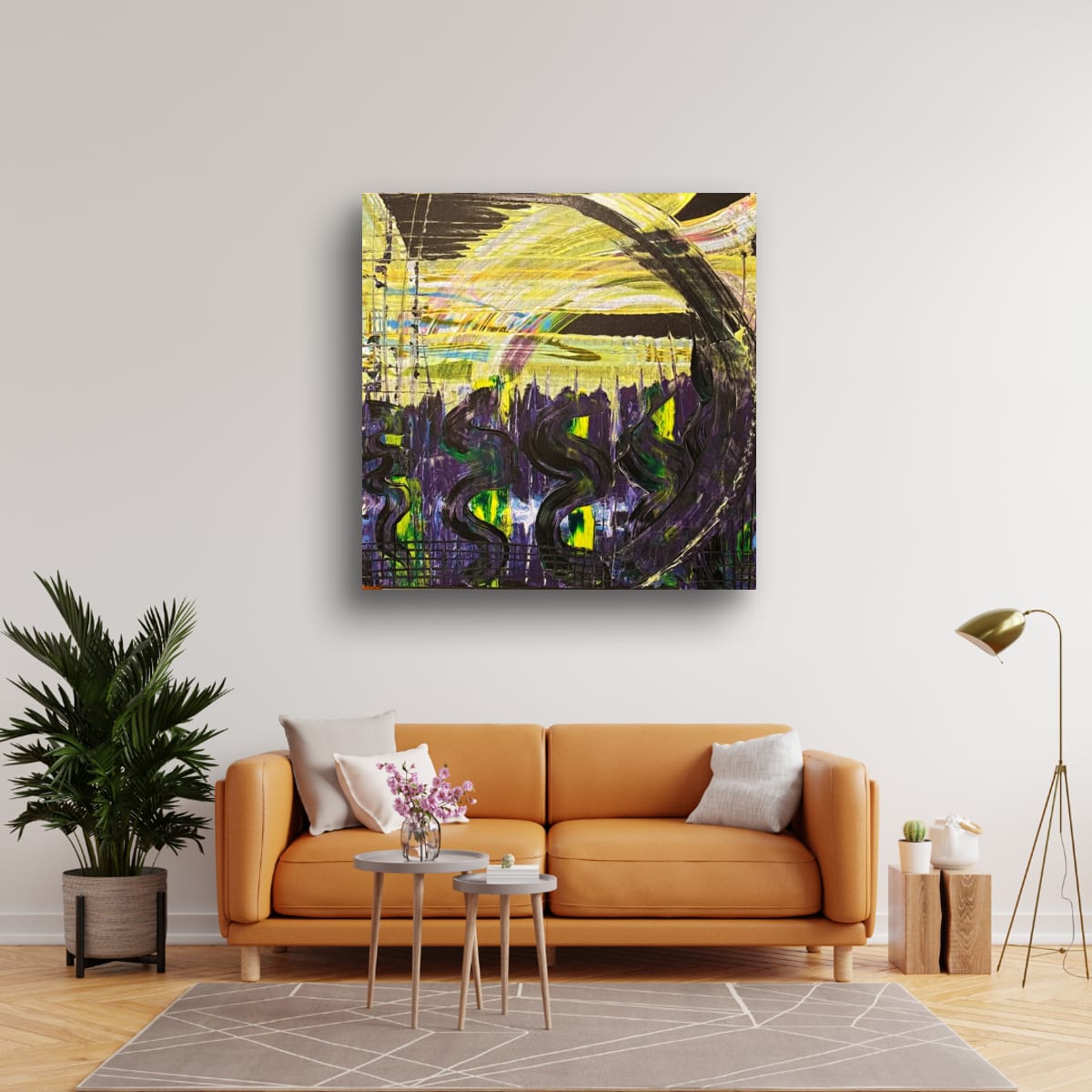 Eclipsed Currents – Abstract Fine Art Print | Yellow Purple Bold Wall Art