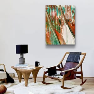 Mr Whippy — room setting showing the print displayed on a white wall above a rocking chair and side table in a Scandi-style living room, by Dee Hogg