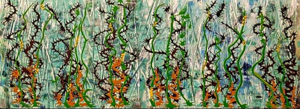 Thorned Vines abstract botanical fine art print by Dee Hogg, dark nature wall art