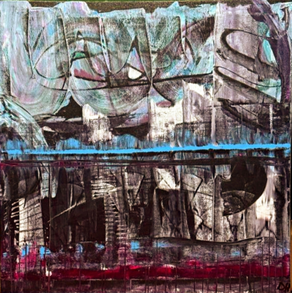 Underpass abstract urban fine art print by Dee Hogg, grey blue industrial wall art