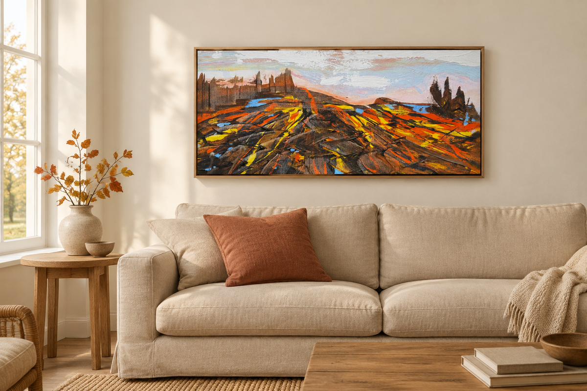 Autumn Furrows in a softly lit country living room