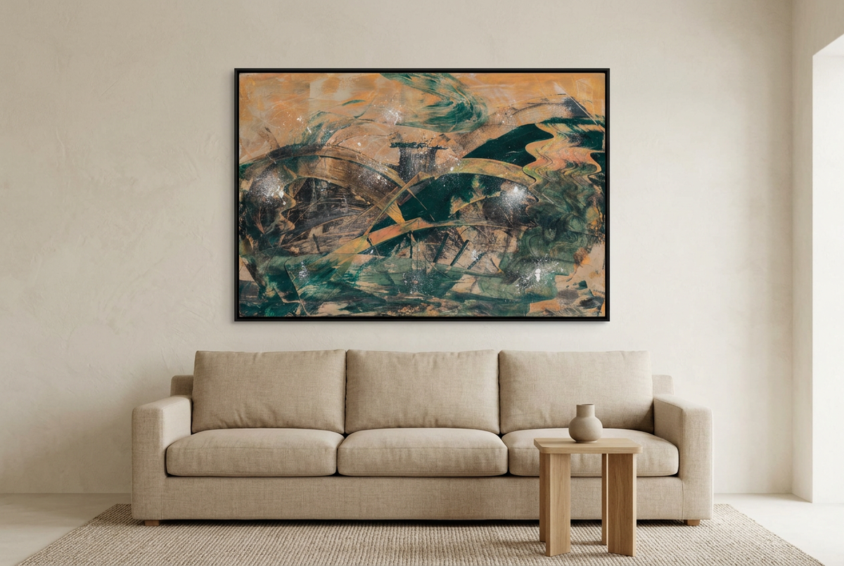Moonlit Panic in a warm neutral living room